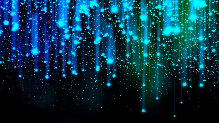 HD wallpaper: Blue and Green Falling Stars HD, 3d, depth, glow, rain,  sparkle | Wallpaper Flare