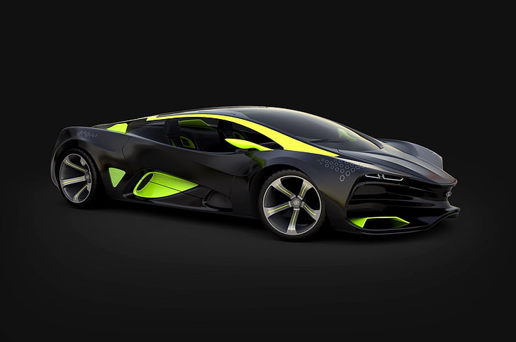 black and green Lada Raven coupe, Concept, The concept, Lights, HD wallpaper