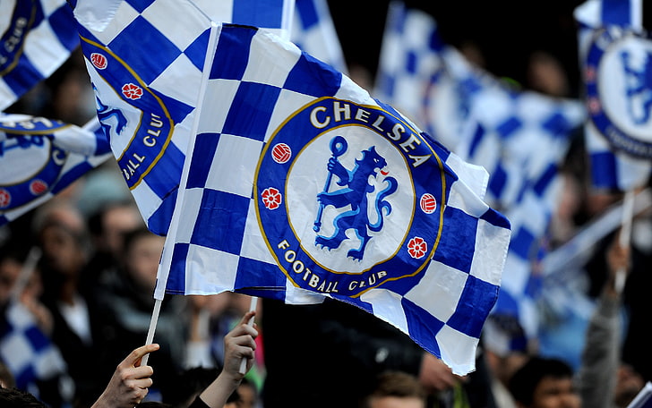 Chelsea Football Club flag, England, Sport, Team, focus on foreground