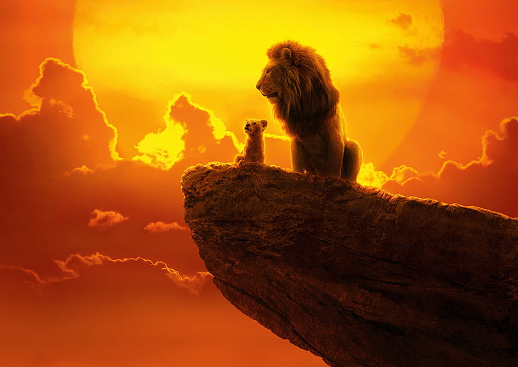 Movie, The Lion King (2019), Mufasa (The Lion King), Simba, HD wallpaper