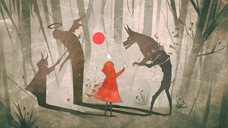 angel, demon, fantasy Art, Fantasy girl, Little Red Riding Hood, HD wallpaper