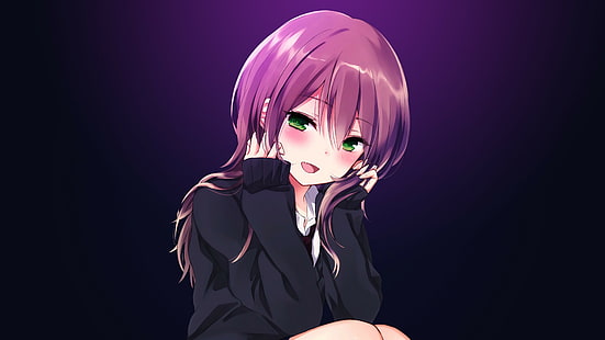 HD wallpaper: anime, anime girls, long hair, purple hair, green eyes |  Wallpaper Flare