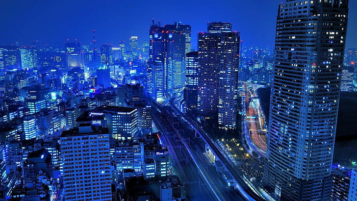 city, Tokyo, cityscape, city lights, traffic