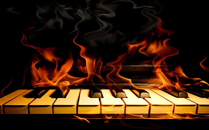 amber fire music is divine Abstract 3D and CG HD Art, Light, piano, HD wallpaper