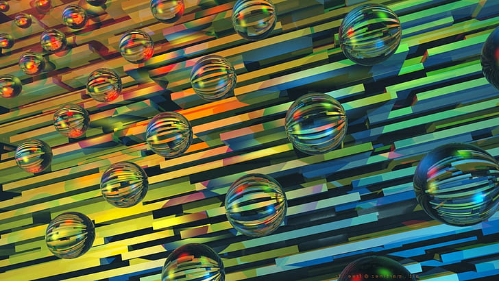 digital art cgi colorful lines 3d ball sphere transparency abstract 3d blocks, HD wallpaper