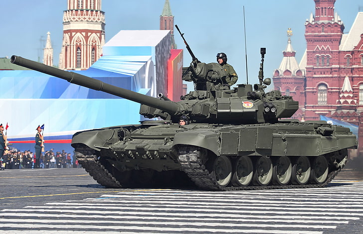 brown and black wooden table, T-90, tank, Russian Army, Red Square