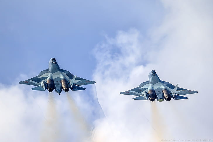 Russian Air Force, Sukhoi Su-57, warplanes, HD wallpaper