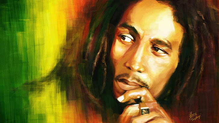 Bob Marley Artwork, jamaica, singer, raggae, HD wallpaper