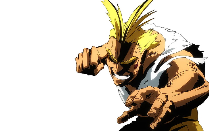 Anime, My Hero Academia, All Might, copy space, white background, HD wallpaper