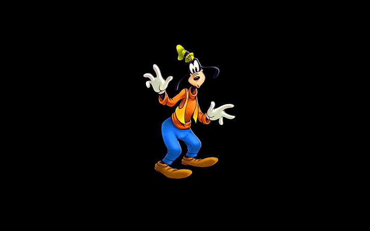 Disney Goofy, surprise, Walt Disney, studio shot, black background, HD wallpaper