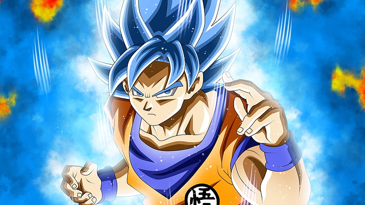 Dragon Ball Super, Son Goku, Super Saiyajin Blue, sky, cloud - sky, HD wallpaper