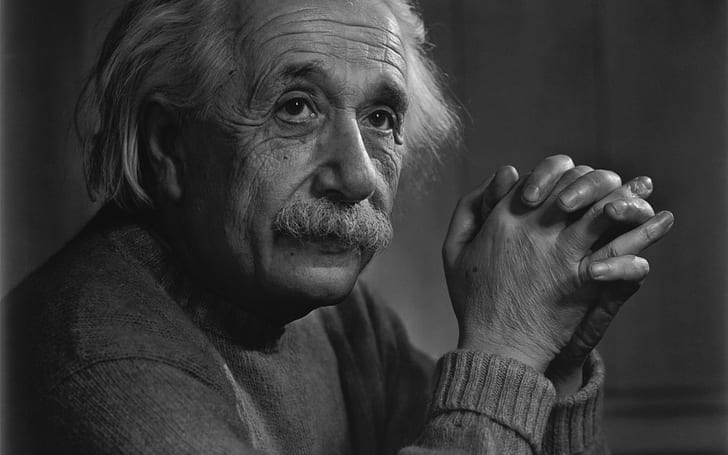 Albert Einstein, men, monochrome, face, portrait, HD wallpaper