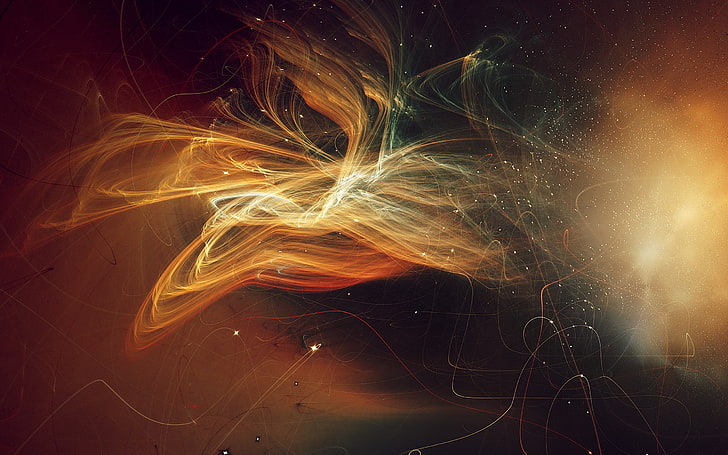 orange and black abstract painting, digital art, space, universe