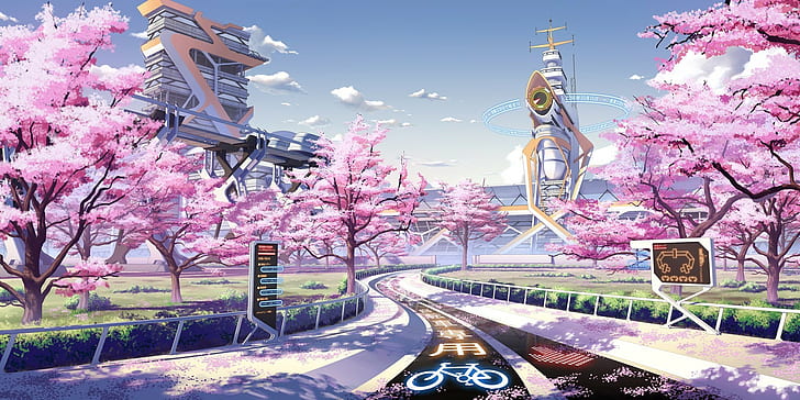  konnichi wa minasan Anime-cherry-blossom-seasons-culture-japan-wallpaper-preview