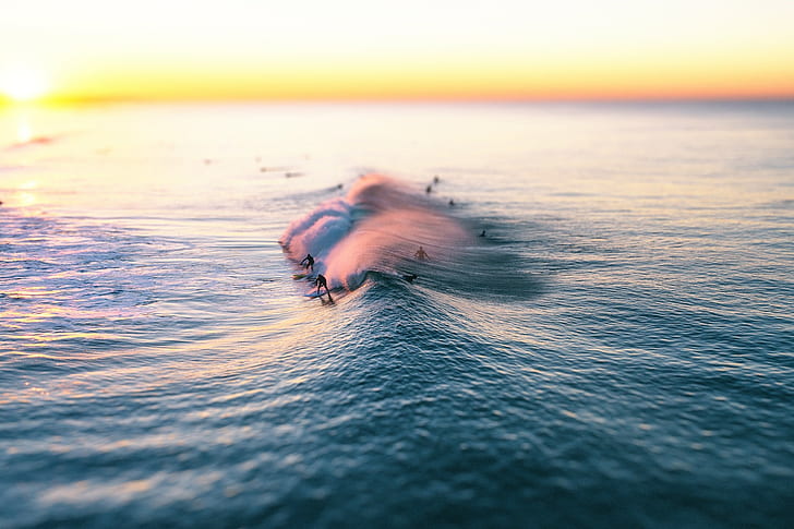 surfing, sea, waves, HD wallpaper