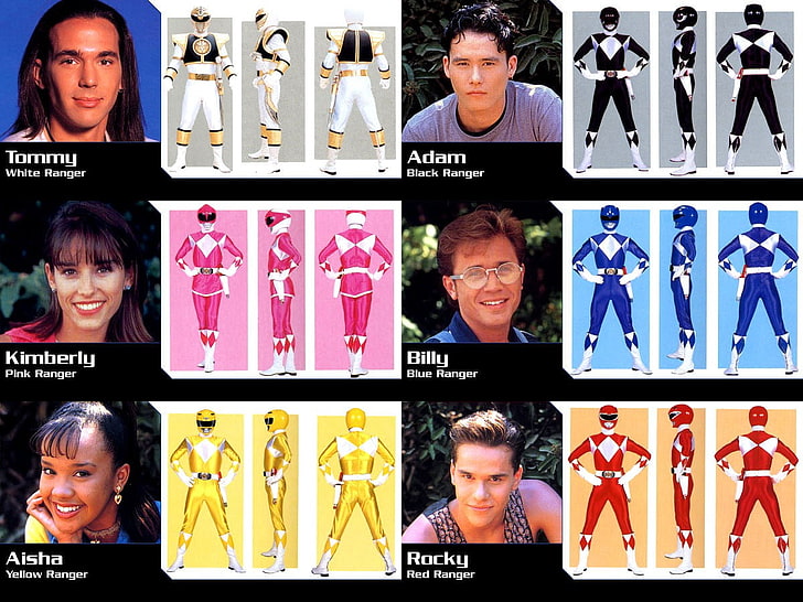 Mighty Morphin Power Rangers, smiling, portrait, variation, HD wallpaper