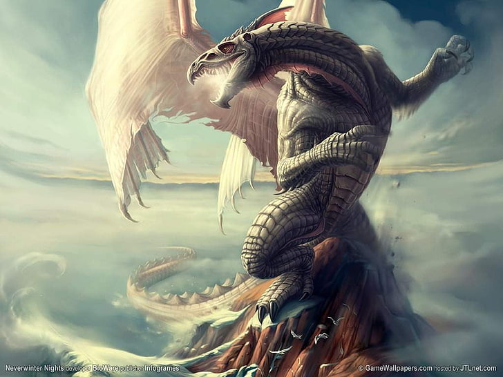 dragon digital art, Neverwinter Nights, fantasy art, video games, HD wallpaper