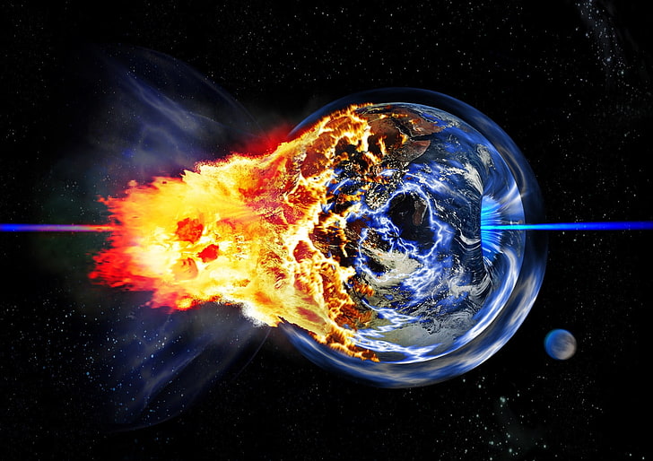 explosions earth apocalypse globes quasar black background 1260x890  Space Planets HD Art