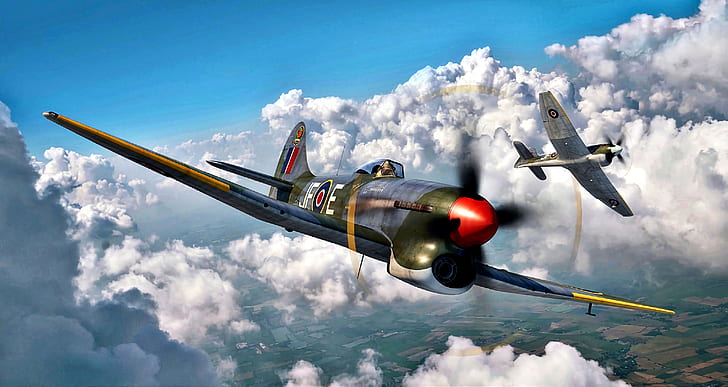 RAF, multi-role fighter, Hawker Tempest Mk.V, during the Second World war, HD wallpaper