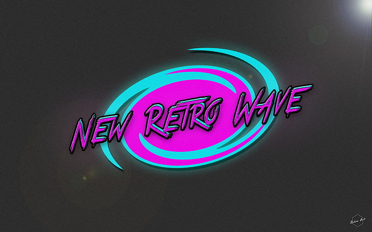 purple and blue New Retro Wave logo, synthwave, neon, 1980s, retro games