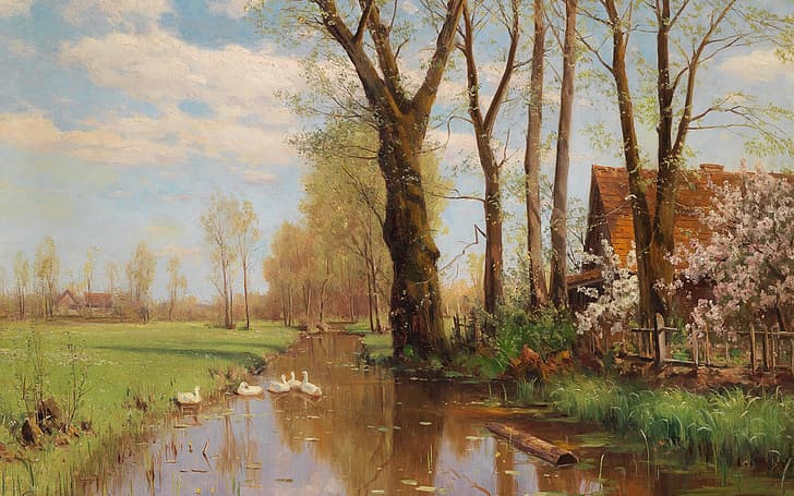 Walter Moras, German painter, German landscape painter, oil on canvas, HD wallpaper
