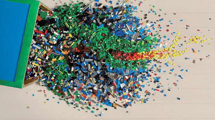 assorted-color plastic building toy lot, artwork, LEGO, multi colored