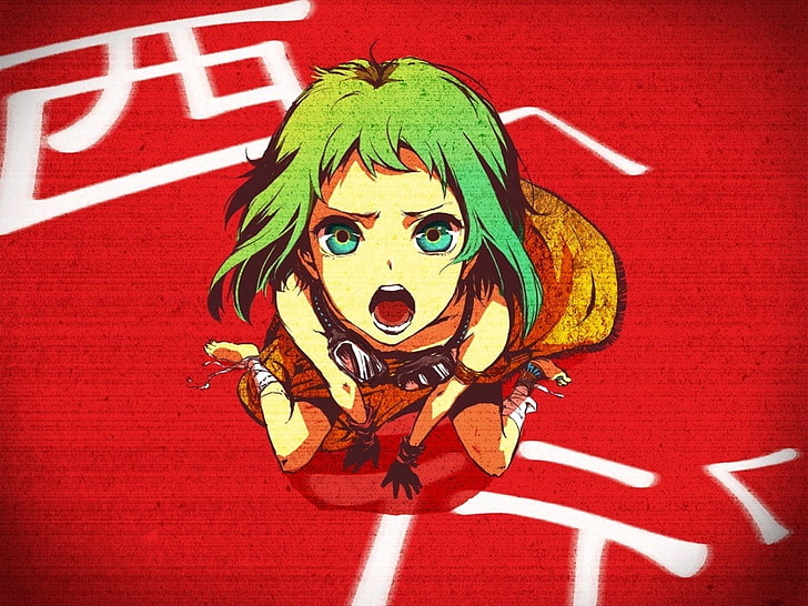 Vocaloid, Megpoid Gumi, green eyes, green hair, anime girls, HD wallpaper