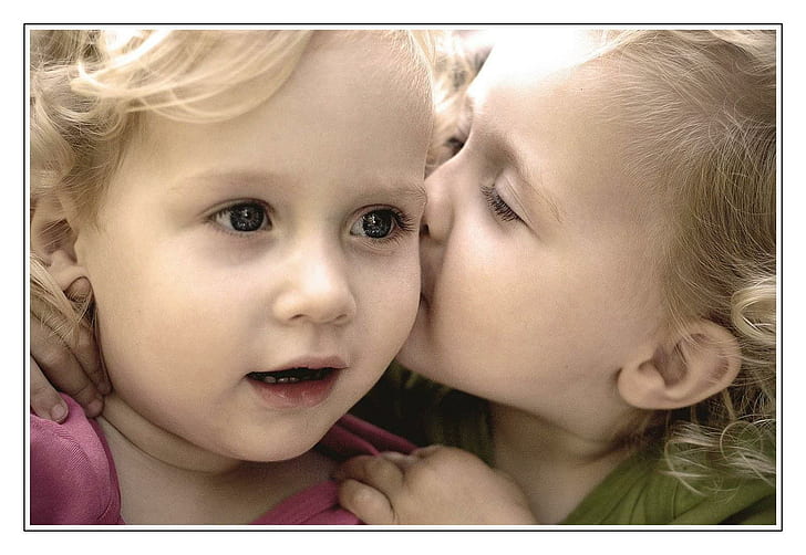 Baby Kiss Cute Child Kids Mood Love Gallery, children, HD wallpaper