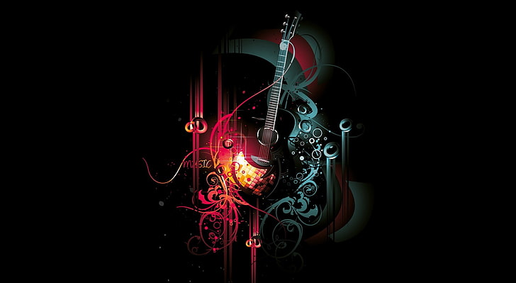 HD wallpaper: Music, red guitar illustration, Dark, Black, abstract design  | Wallpaper Flare