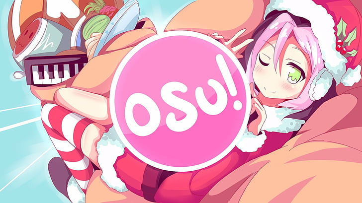 Video Game, Osu!, Christmas, multi colored, people, adult, emotion, HD wallpaper