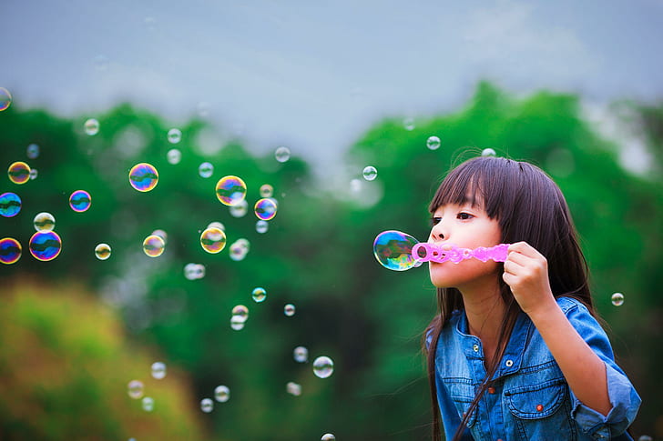 Hd Wallpaper Child Girl Blowing Bubbles 3000x2000 Wallpaper Flare