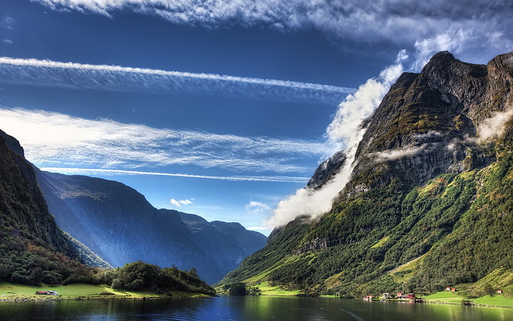 green leafed mountain during daytime, fjord, Norway, mountains