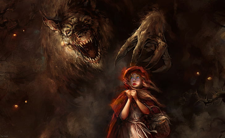 werewolves, Little Red Riding Hood, wolf, HD wallpaper