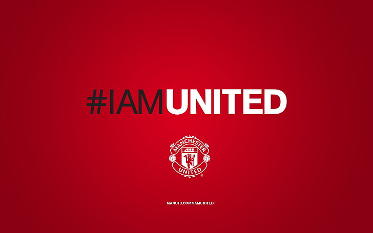 Iam United Manchester United-Logo Brand Sports HD .., red background with text overlay, HD wallpaper
