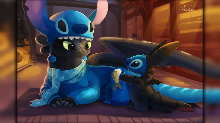 lilo and stitch dragon toothless how to train your dragon stitch, HD wallpaper