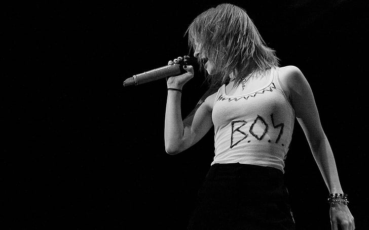 babes, black, concert, females, hayley, microphone, paramore, HD wallpaper