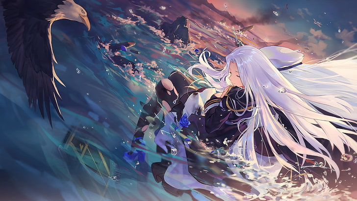 Female anime character with white hair HD wallpaper  Wallpaper Flare