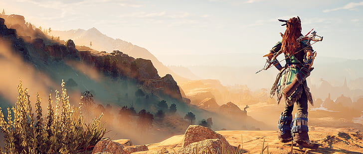 landscape, PS4, Horizon: Zero Dawn, Aloy, HD wallpaper