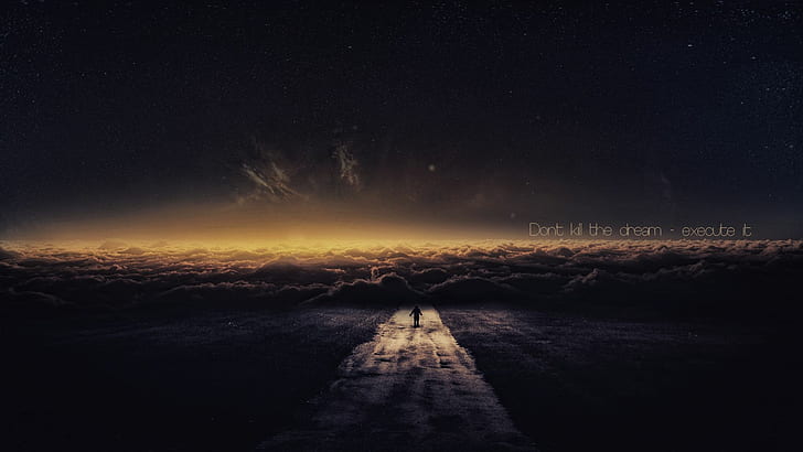 Dark Heaven Galaxies HD, motivation, quotes, roads, skies, HD wallpaper