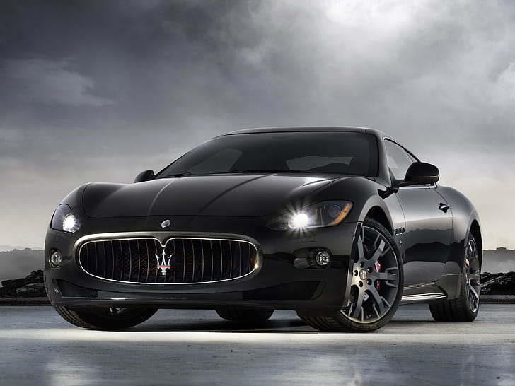 Maserati, car, vehicle, black cars, HD wallpaper