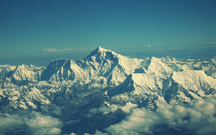 snow, Mount Everest, mountains, nature, landscape, HD wallpaper