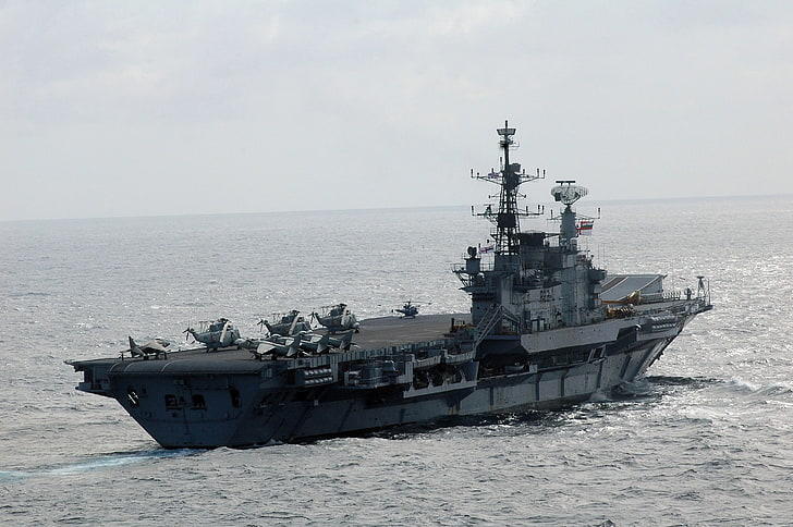 warship, INS Viraat, Indian-Navy, sea, nautical vessel, water, HD wallpaper