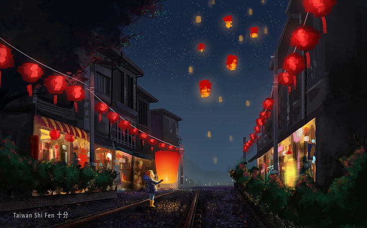 Lantern Festival, Chinese New Year, 4K, illuminated, building exterior, HD wallpaper