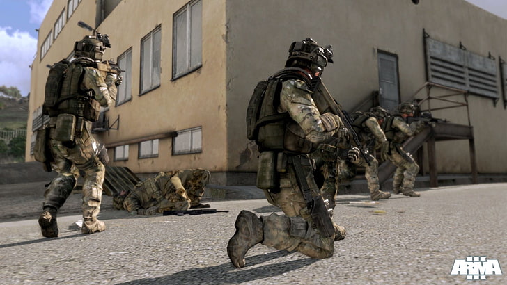 Arma game application, arma 3, soldiers, machine building, ladder, HD wallpaper