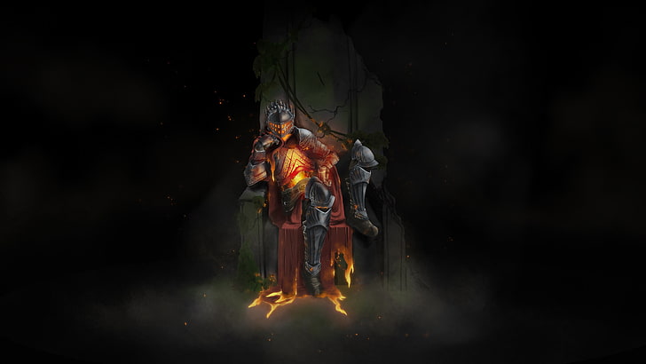 armored man sitting on throne graphics, Dark Souls, Dark Souls III, HD wallpaper
