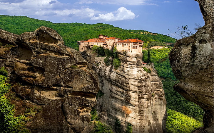 Meteora Rock Formation In Central Greece Orthodox Monastery On The Mountain Athos Desktop Hd Wallpapers For Mobile Phones And Computer 3840×2400