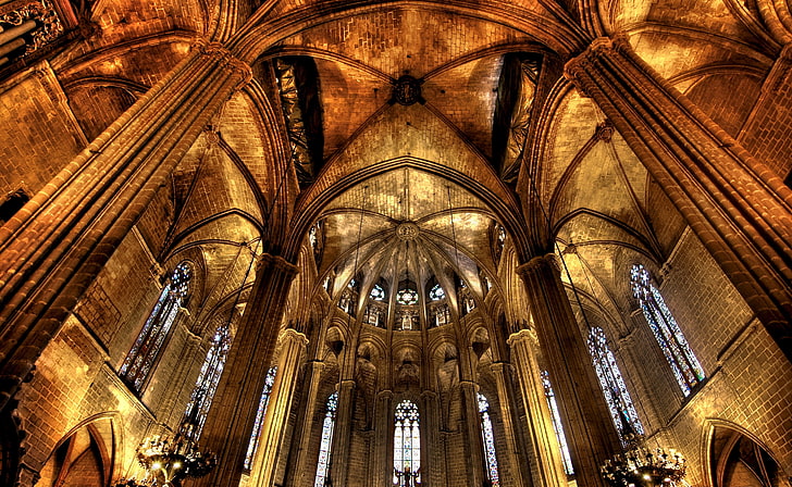 Barcelona Cathedral, brown cathedral, Architecture, Gothic, Spain, HD wallpaper