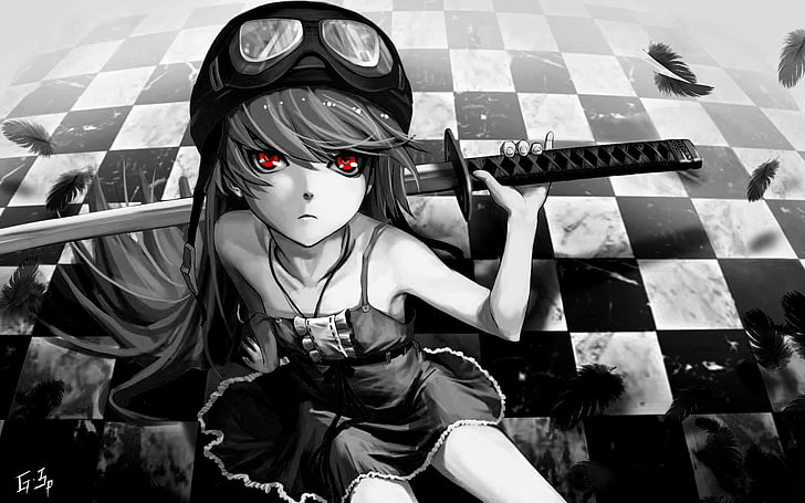 Anime Girl - Grayscale clipart. Free download transparent .PNG | Creazilla
