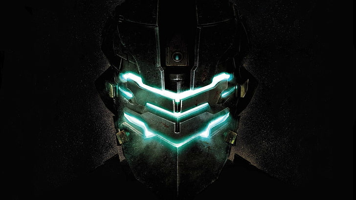 black and teal LED wallpaper, video games, Dead Space, Isaac Clarke