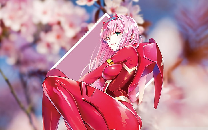 Zero Two (Darling in the FranXX), Code:002, sakura (tree), cherry blossom, HD wallpaper